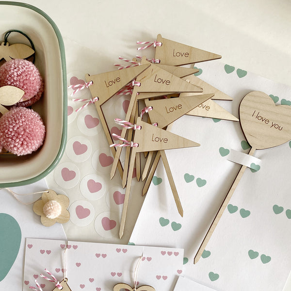 LOVE - Mini Pennant Valentines Cake Topper