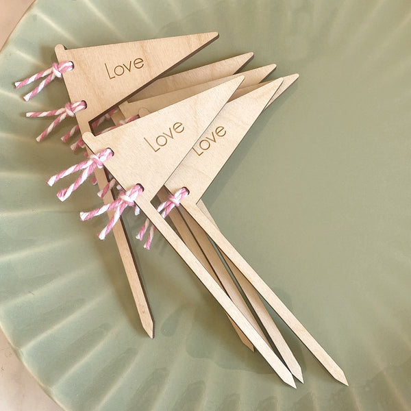 LOVE - Mini Pennant Valentines Cake Topper