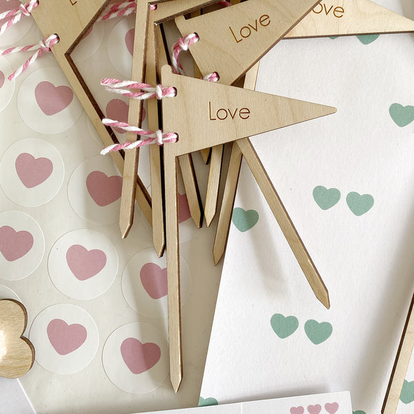LOVE - Mini Pennant Valentines Cake Topper