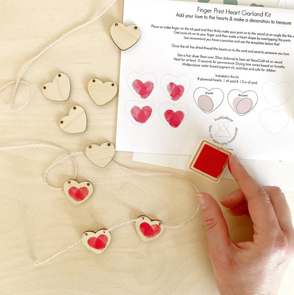 love heart garland kit being used with stamp