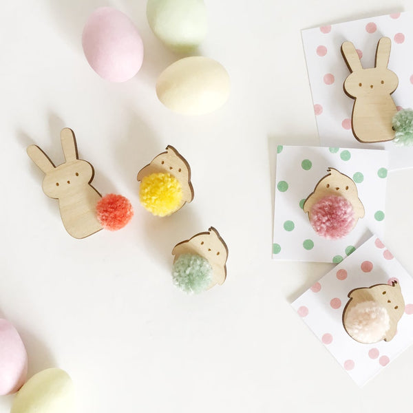 Collection of spring pompom badges