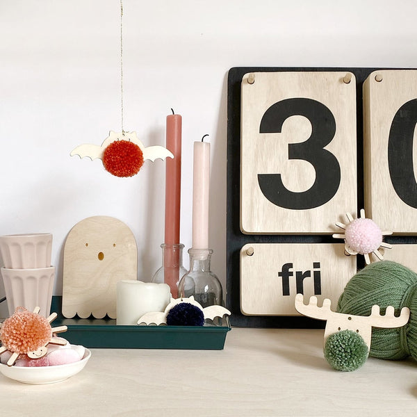 Collection of halloween pompom decorations