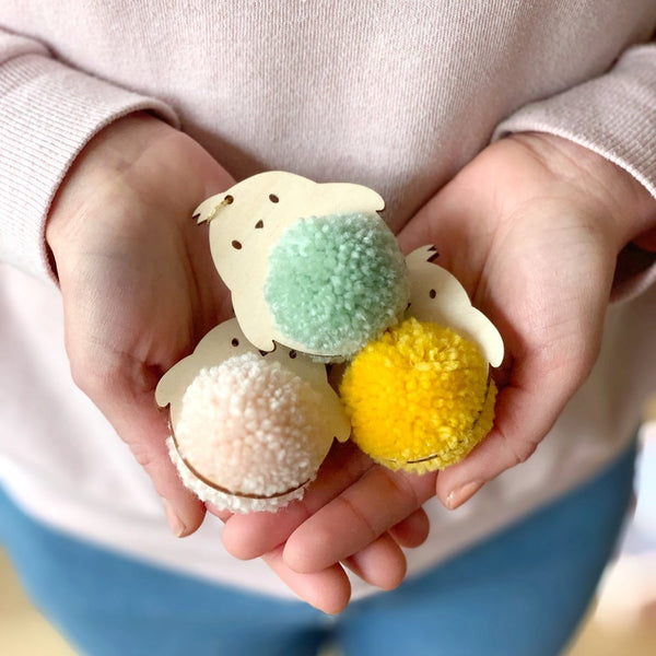 trio of pompom chicks