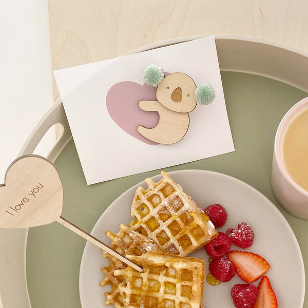 Clip on koala on love heart card