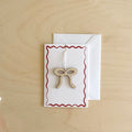 Ready to send Dark Red Wavy frame mini card and Bow decoration