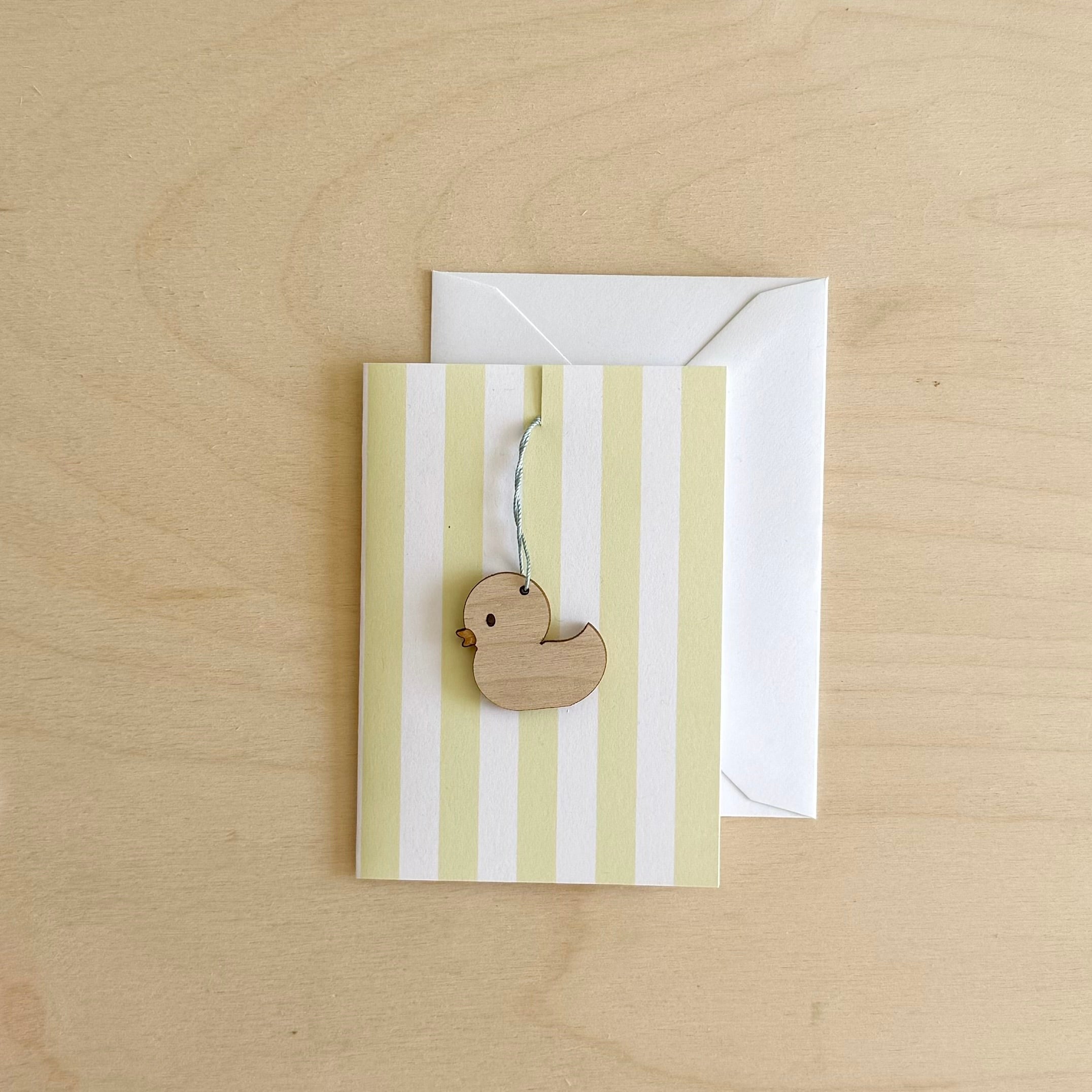 Ready to send Yellow Stripe mini card and Duck decoration