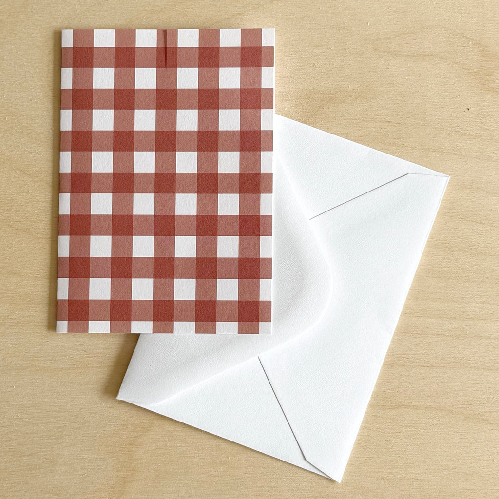 Gingham Mini Card in Rust
