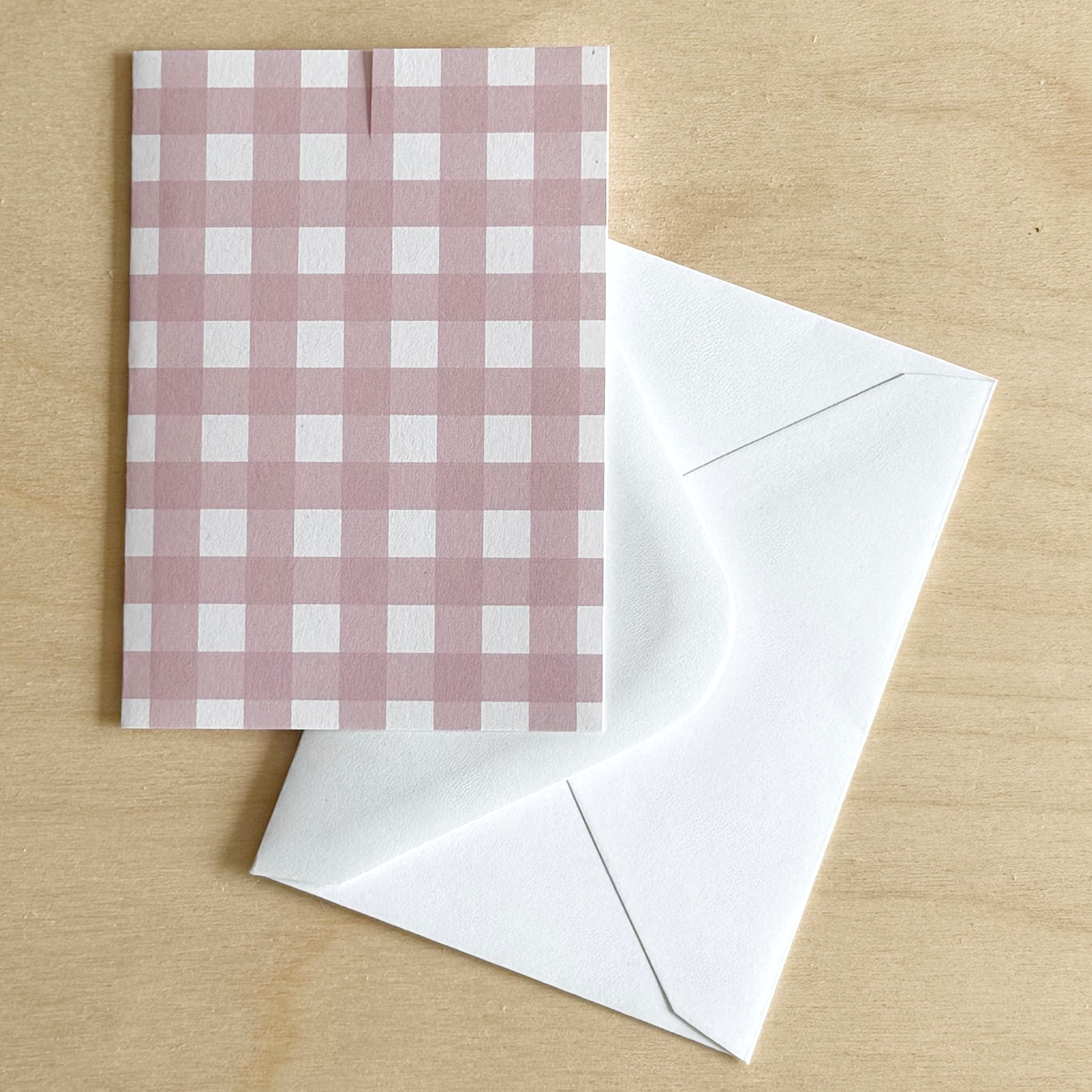 Gingham Mini Card in Dusky Pink