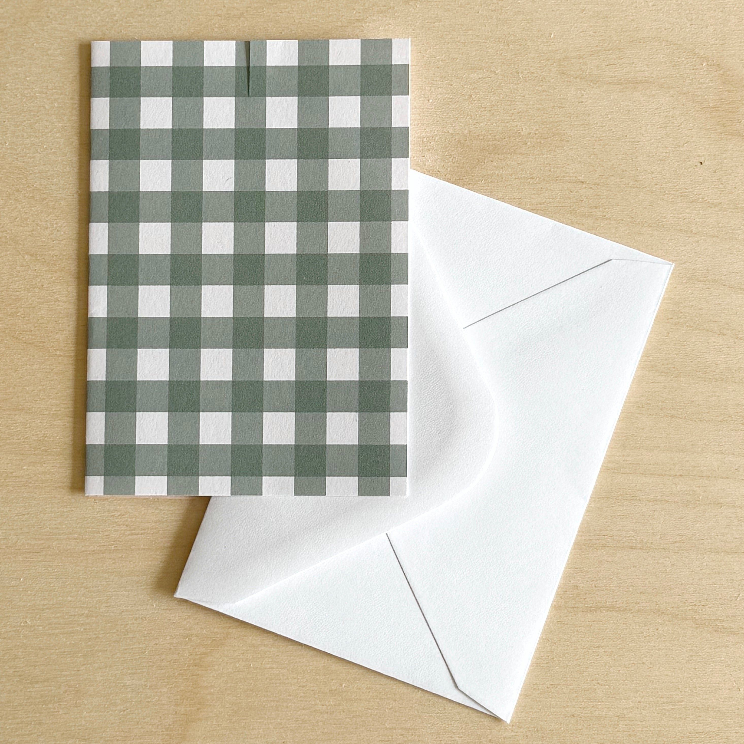 Gingham Mini Card in Forest Green
