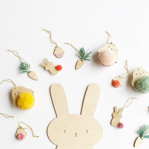 Collection of easter and spring pompom decorations