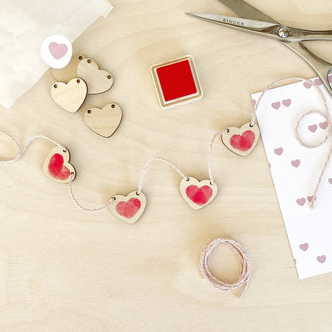 love heart garland kit with stamp