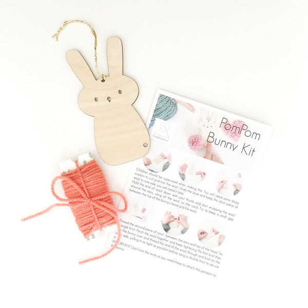 Pompom bunny kit with instructions and wool