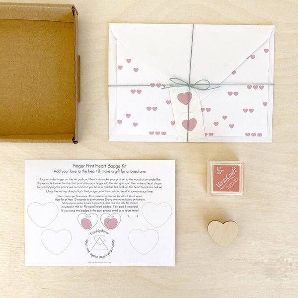 love heart badge kit with letter and stamp