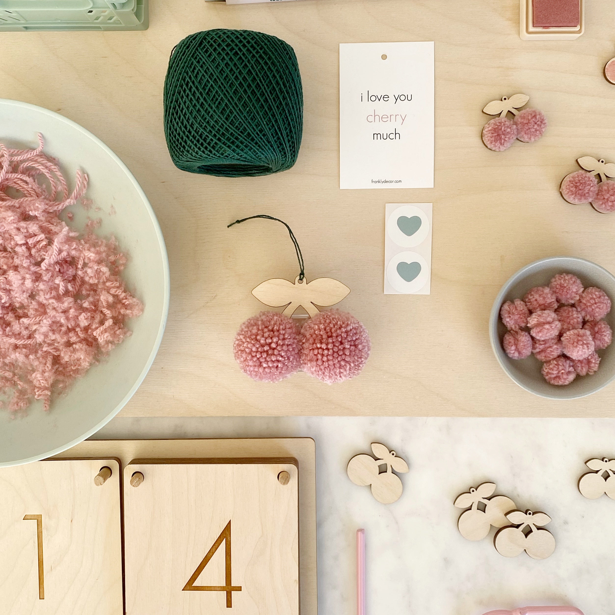 PomPom CHERRY - Hanging decoration